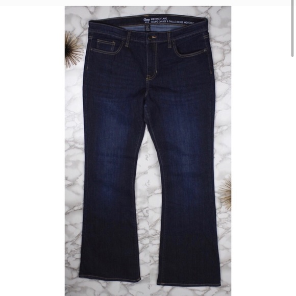 Gap Mid Rise Flare Bootcut Dark Wash Denim Jeans - Picture 1 of 6